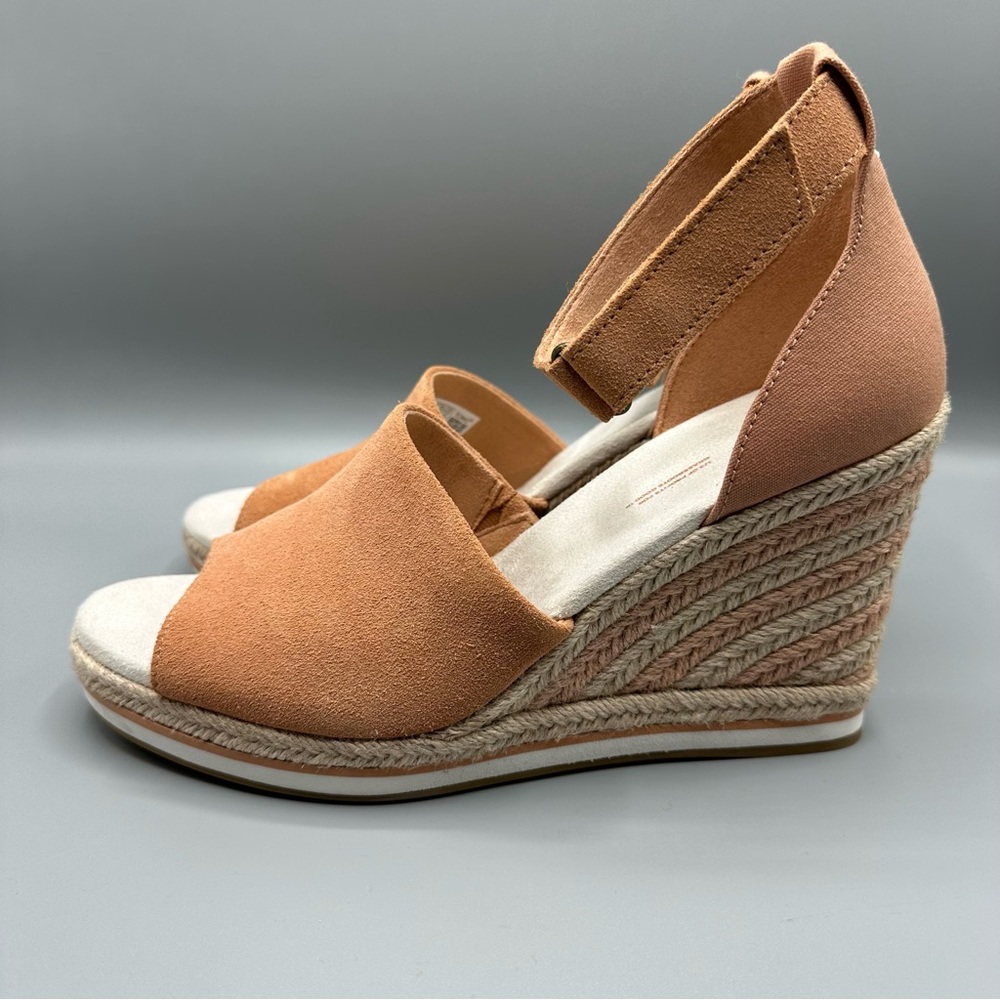 Tom’s Marisol Suede Espedrille Wedge Sandals orange Women’s Size 10